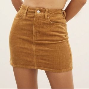 New x PacSun Womens Mustard Yellow Corduroy A Line Casual Mini Skirt Size 27.